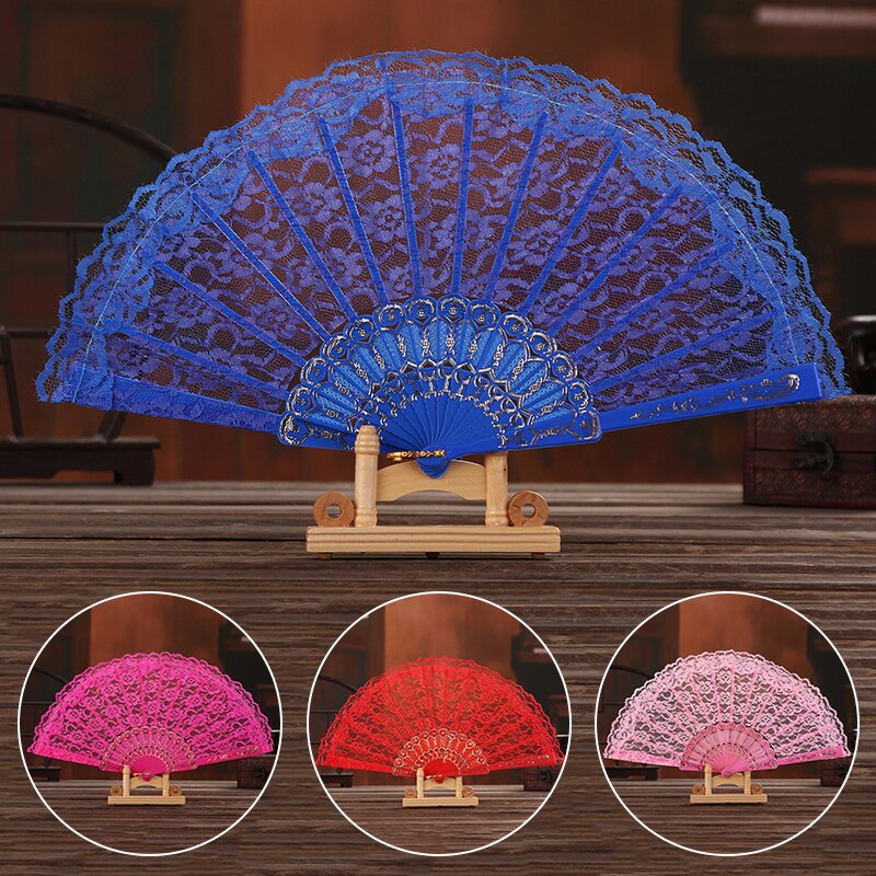 Bloem Patroon Kant Hand Fan Party Bruiloft Prom Hand Fans Folding Dance Fan Vrouwen Meisje Fotografie Prestaties Prop Home Decor