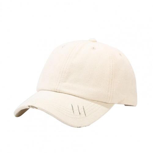 Ripped Baseball Cap Unisex Eenvoudige Verstelbare Outdoor Zonnebrandcrème Eend Hip Hop Hoed: Beige