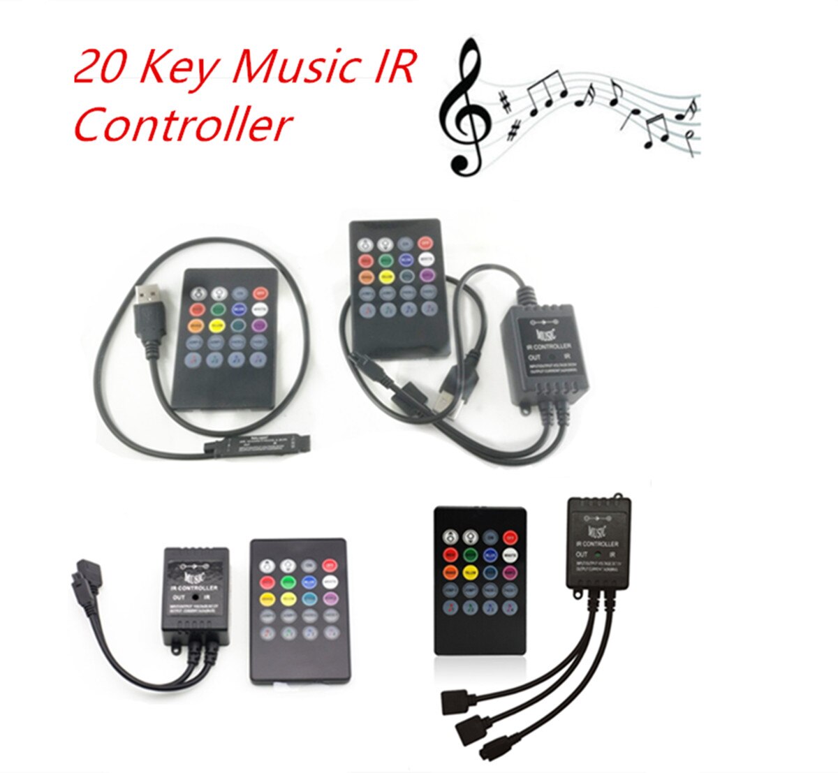 USB 20 music keys IR controller black Remote sound... – Grandado