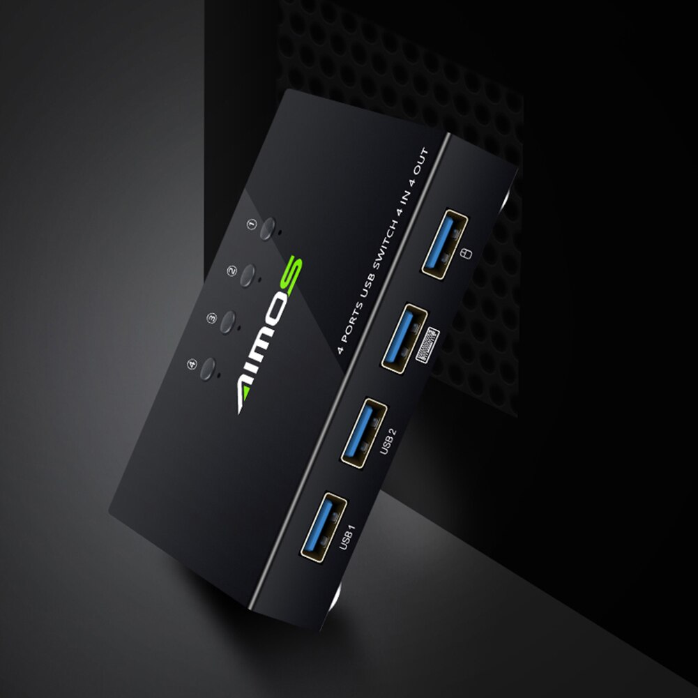 4 Ports KVM USB Switch Printer Monitor 4 In 4 Out Extender Splitter Box 4 PCs Sharing 4 Devices USB 2.0 Extender Splitter Box