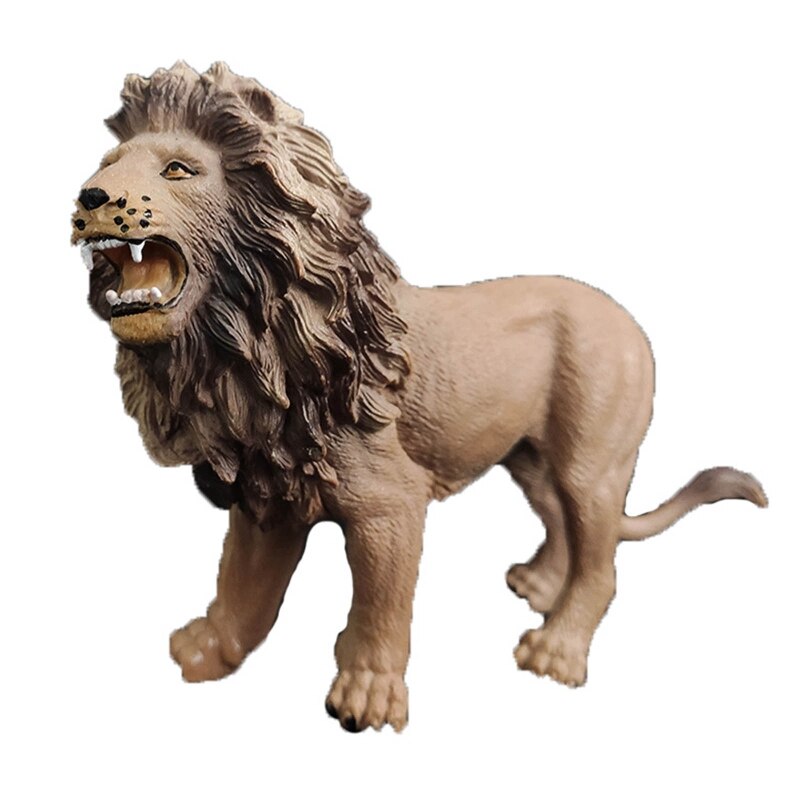 Wild Animal Model Simulation Elephant Tiger Lion Leopard Horse Toy Solid Plastic for Kids Toy Playset Decoration: Male lion