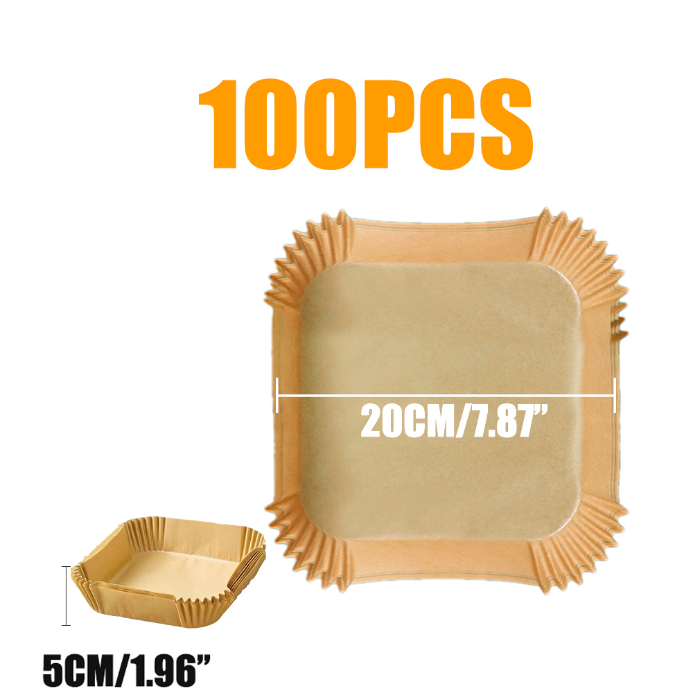 Revêtement en papier de cuisson jetable pour friteuse à air rectangulaire, plateau en papier d'huile de silicone antiadhésif de alimentaire, four à micro-ondes, cuiseur de cuisine: jaune clair