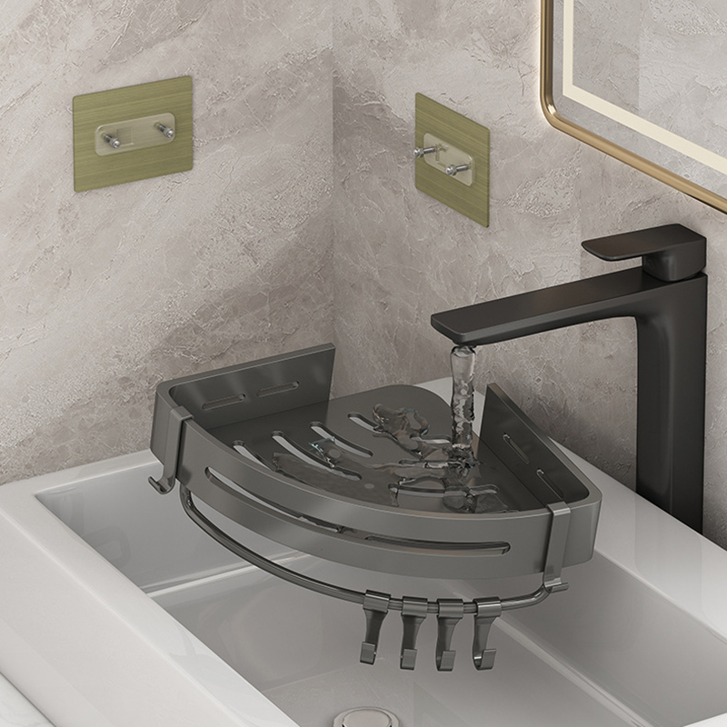 Badkamerplank Geen oefening Muur gemonteerd Shampoo -fles Douche hoekrek Toilet Opslagrek Aluminium Badkamer keukenaccessoires