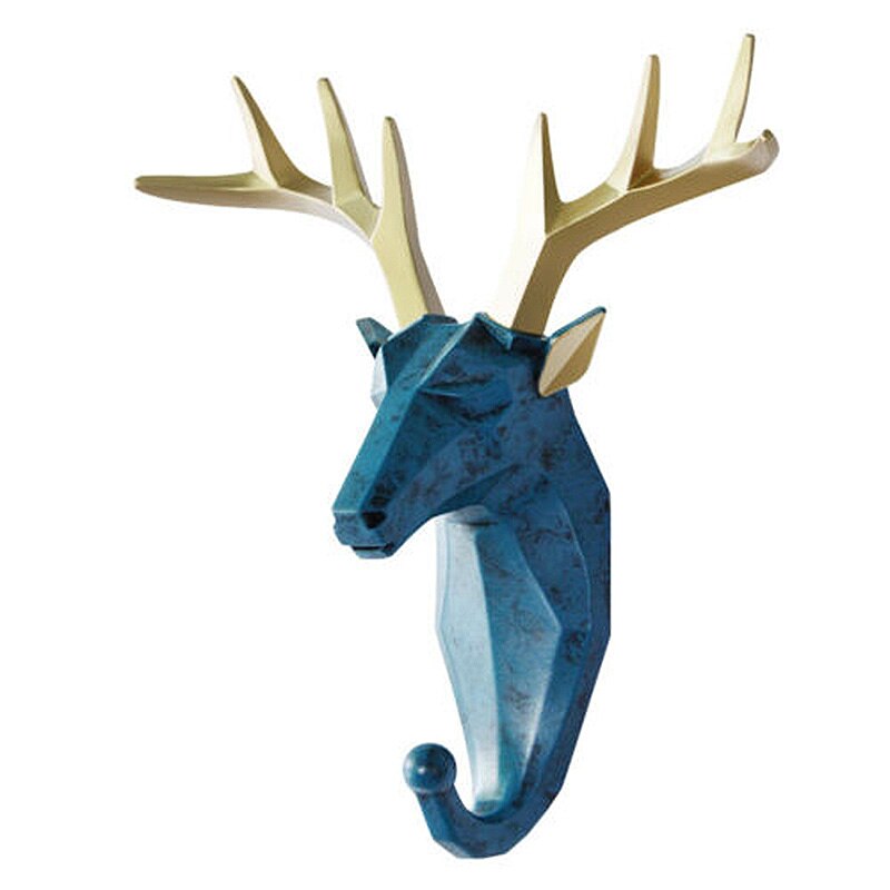 Colgador de pared de cabeza de Animal de estilo nórdico, Perchero de ciervo, rinoceronte, gancho para ropa, soporte para llaves, decoración del hogar de resina, 1 unidad: B1