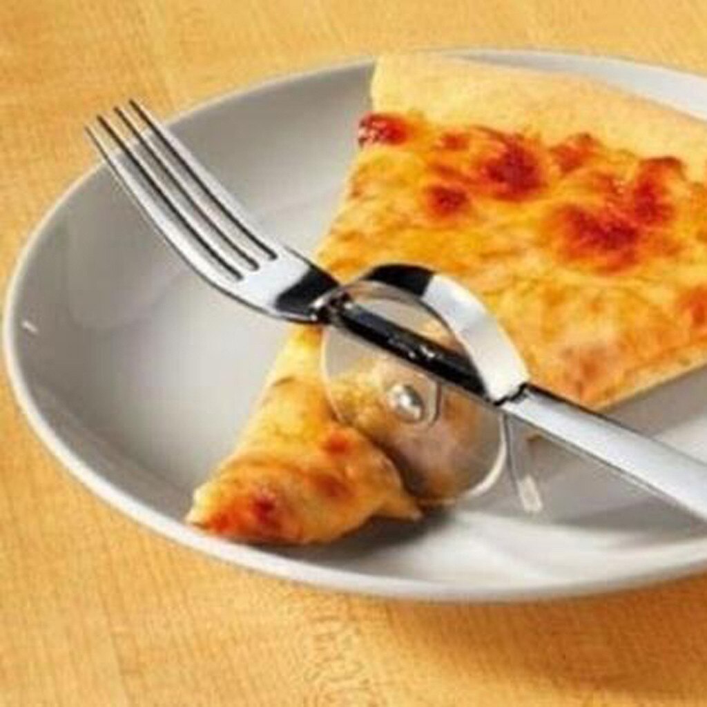 Fork With Pizza Cutter Pizza Roller Fork Combo Easy Rolling Cutter Cutting Pie Cutter Mold Maker Cutter Kitchen: Default Title