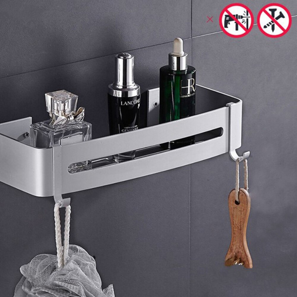 Dreieck Handtuch Dusche Storage Rack Schwarz Ecke Regale Wand Montiert Aluminium Lagerung Korb Organizer Bad Zubehör: S-Rectangle-1 tiers