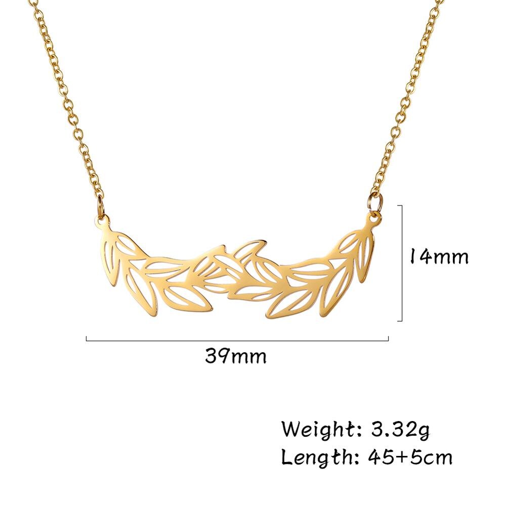 Skyrim olive branch golden stainless steel necklace women peace leaf declaration chain choker necklaces jewelry female girls