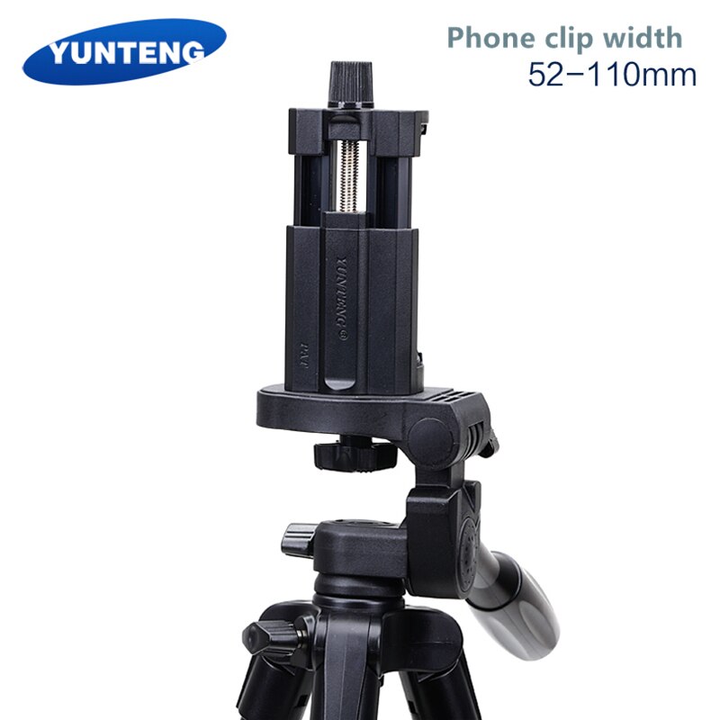 Yunteng 5208 aluminiumstativ med 3-- vejs hoved & bluetooth fjernbetjening + klip til iphone huawei xiaomi samsung smart telefon dslr kamera