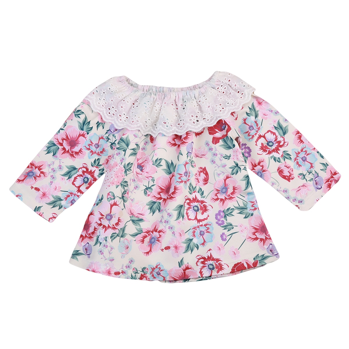 Baby Mädchen Spitze Blumen- T-Shirt neugeboren Kleinkind Kleinkind Blume Spitzen Bluse Outfits