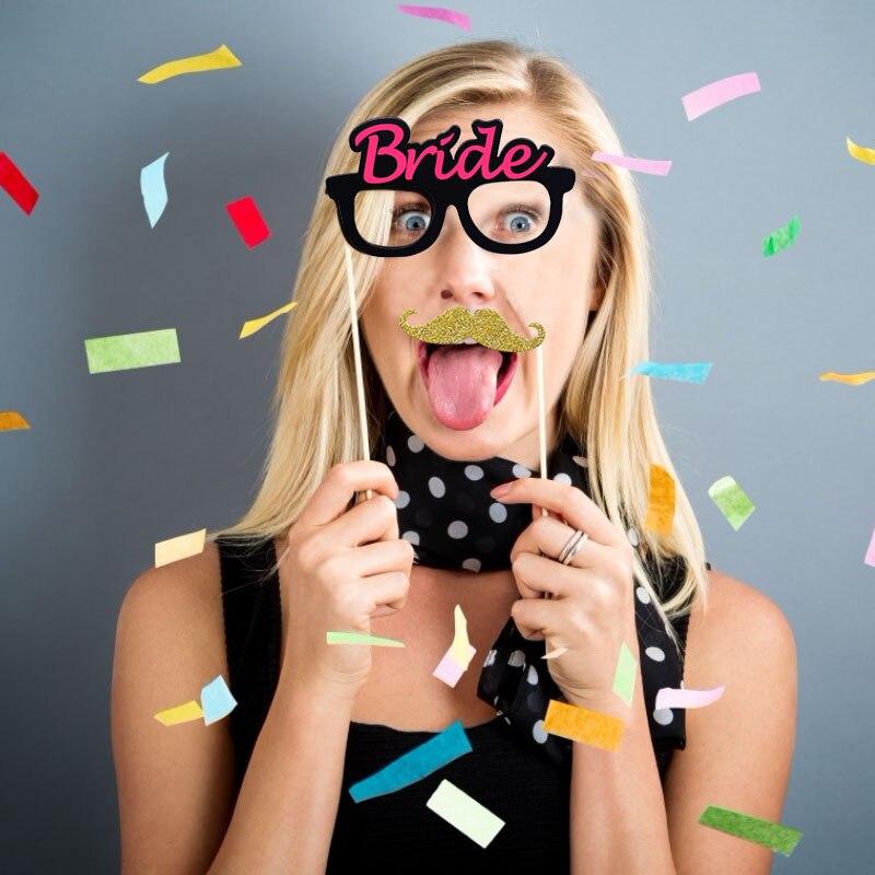 1set Hawaii Party Photo Booth Funny Mask Flamingo Team Bride Wedding Party Decor Photobooth Props Tropical Summer Carnival Props