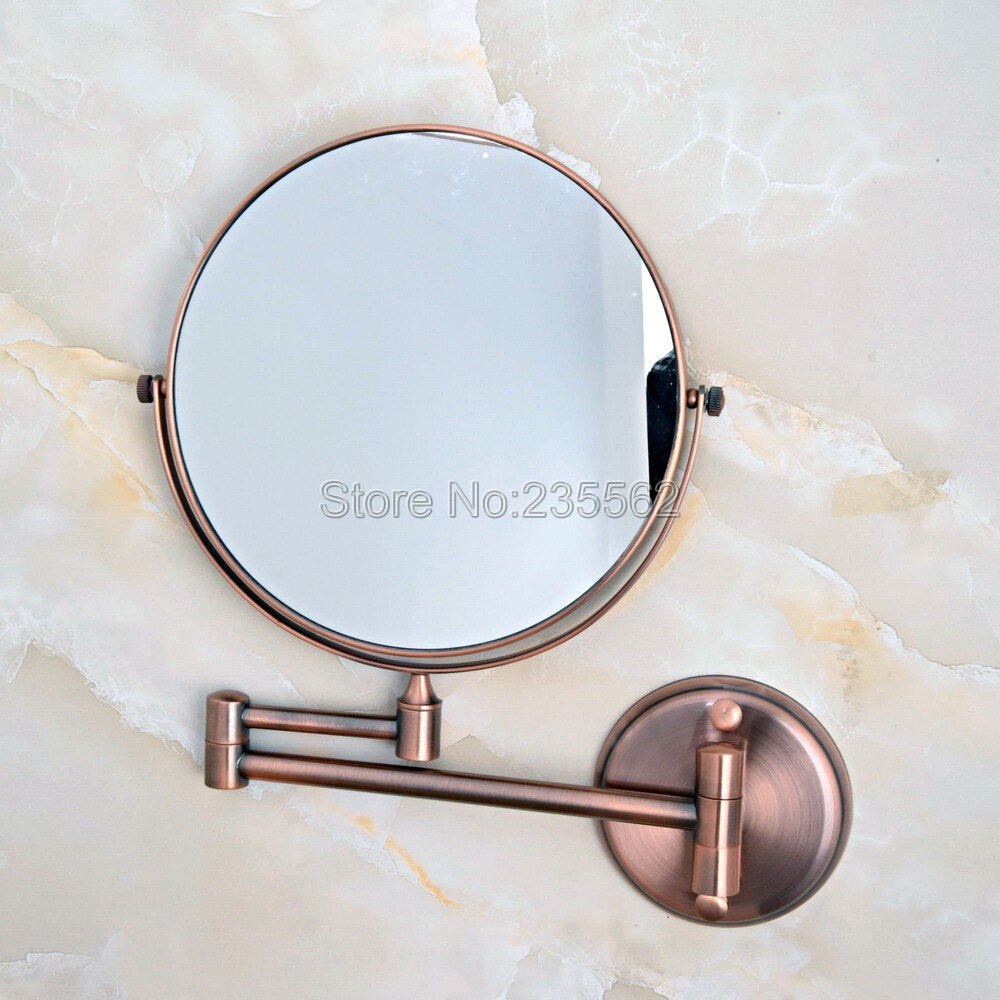 Red Copper Folding Dual Arm Extend Bathroom Makeup mirrors 1:1 and 1:3 magnifier Cosmetic Bathroom Wall Mirror Lba631