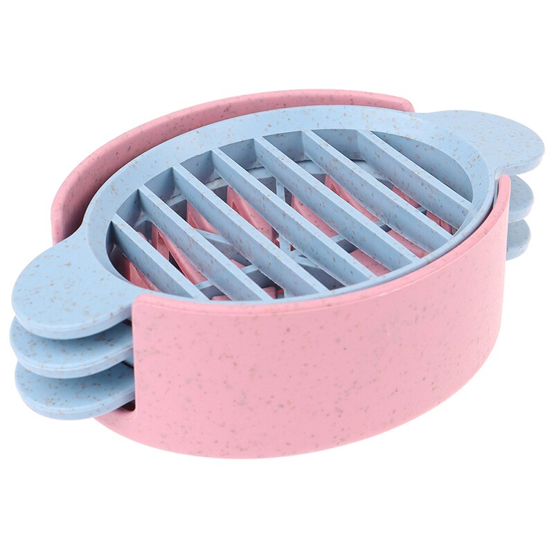 4 Kleuren Drie In Een Tarwe Stro Ei Cutter Handige Multifunctionele Split Apparaat Voedsel Divider Slicer Egg Slicer Tool: Roze