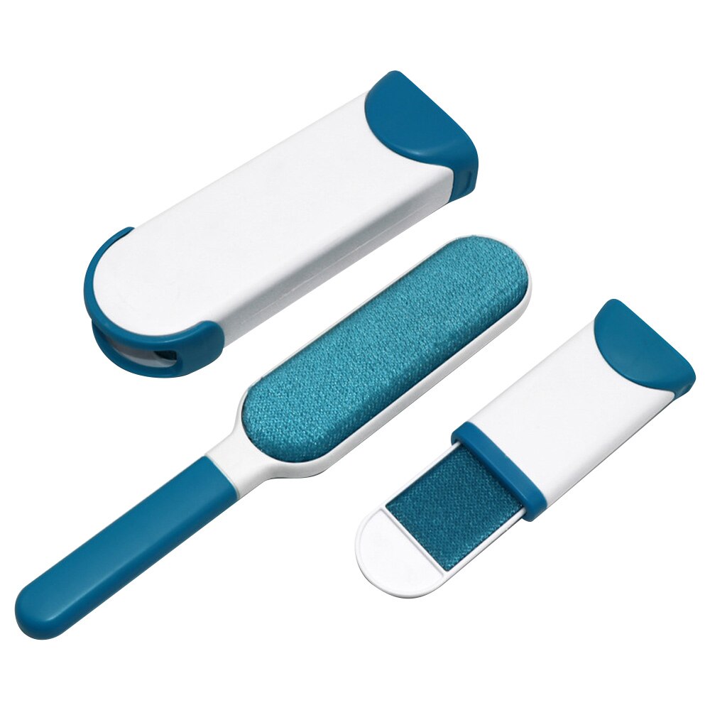 3pcs/set Magic Clean Brush Reusable Self-Cleaning Pet Hair Brush Set Double Lint Remover Fur Scrub Clothes Bag Dust Brusher: Blue