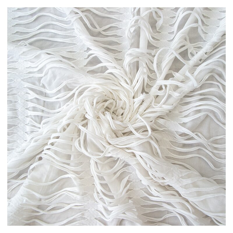 Tassel Knited Punk Decorate Fabric Traditional Style for Spring Summer: 0.5Meter / WHITE