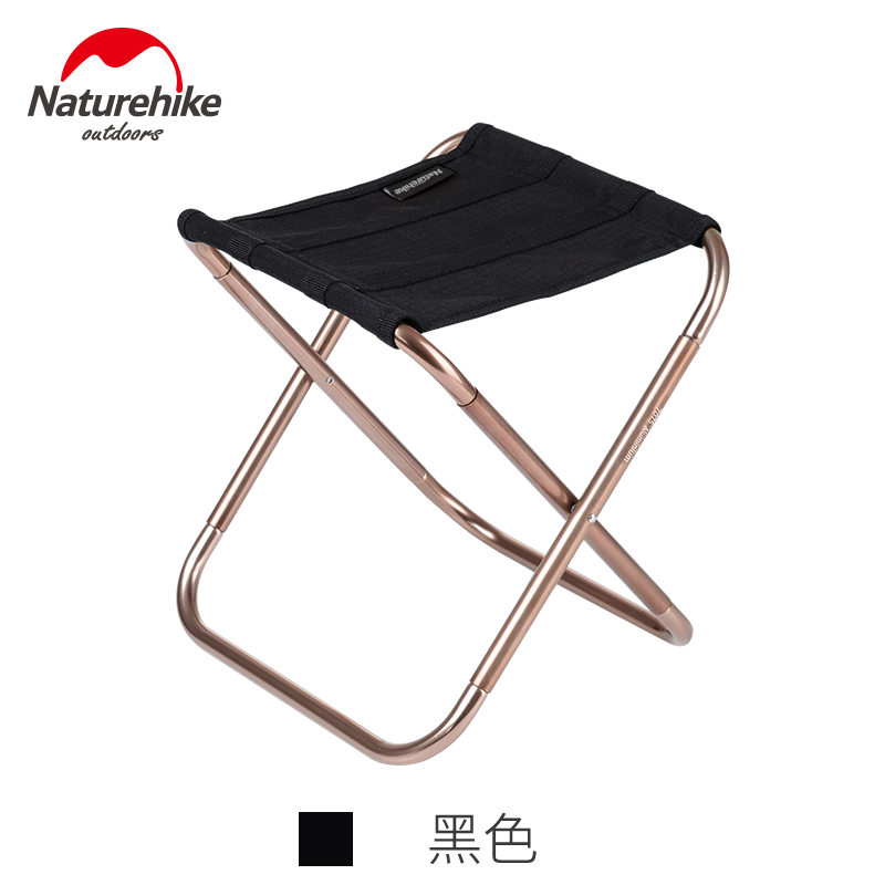 Naturehike fabrik butik udendørs bærbar oxford aluminium folde trin skammel camping fiske stol camping udstyr 243g: Sort