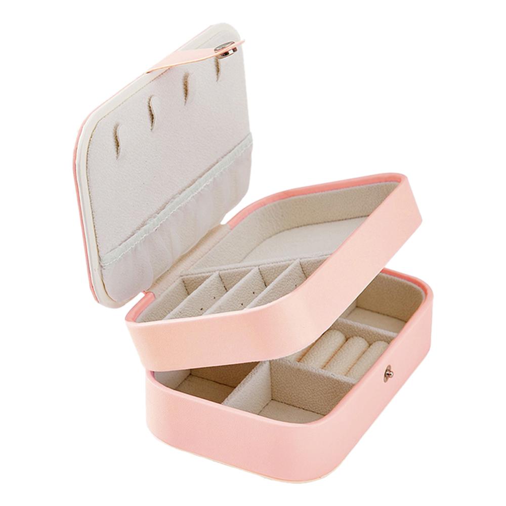 Expositor de joyas de terciopelo, caja de joyería de estilo coreano, caja de joyería portátil, anillo de cuero, caja de almacenamiento de joyas multifunción: Style B light pink