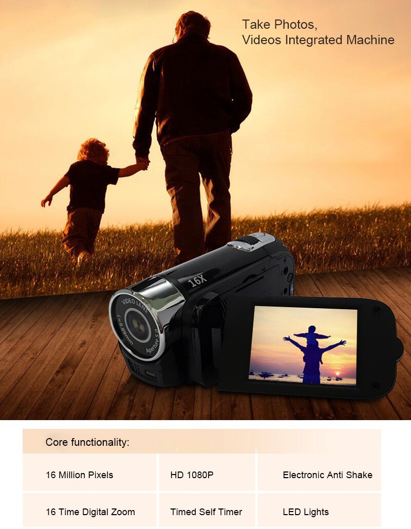 16MP 2.7 Inch Video Camcorder HD 1080P Handheld Digital Camera 16X Digital Zoom Anti-shake DV Camcorder Digital Video Camera