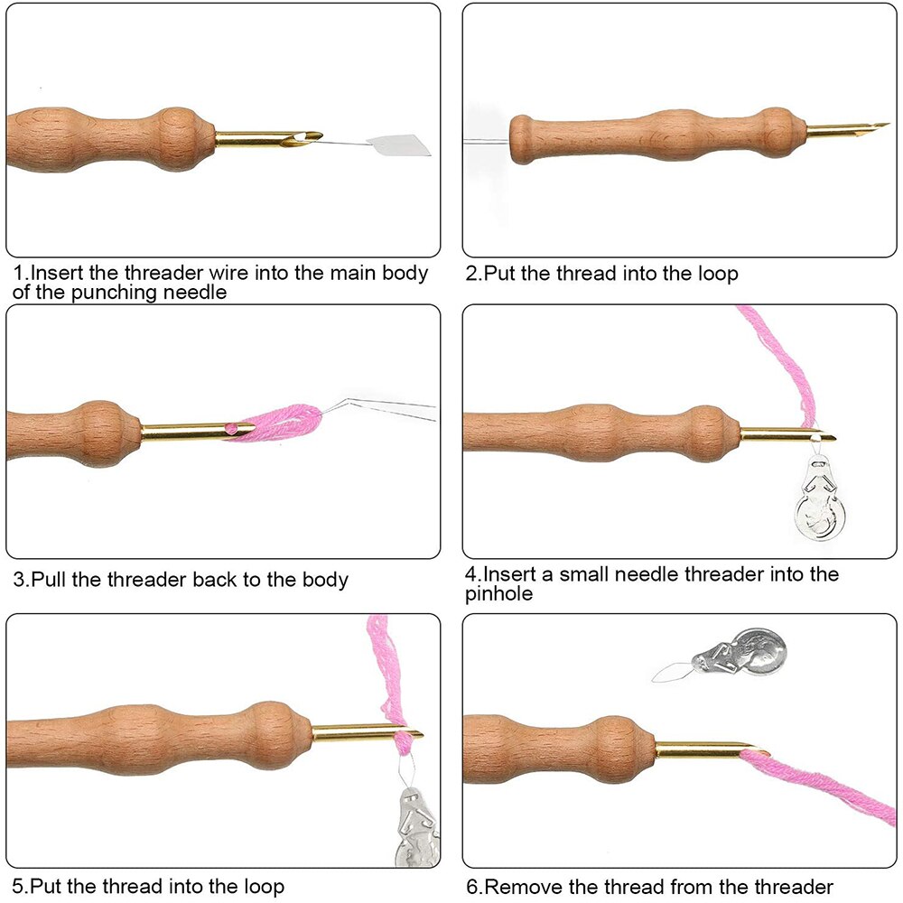 17 Pieces Punch Needle Embroidery Kits Punch Needle Cloth for Embroidery Floss Cross Stitching Beginners