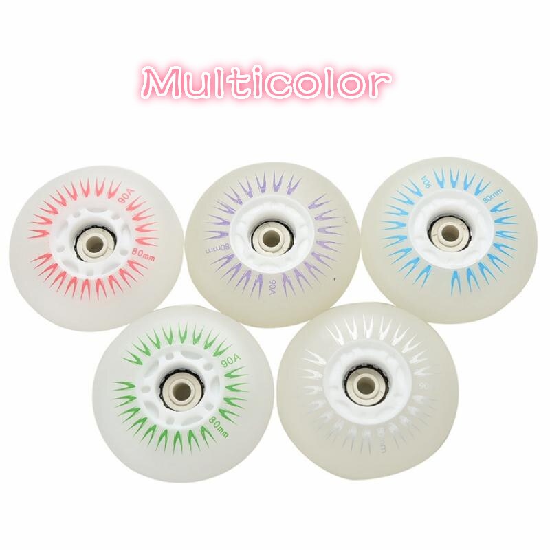 80mm luz LED para destellear Inline Skate ruedas iluminación LED patinaje sobre ruedas Flash patines de ruedas: 18 Multi Color