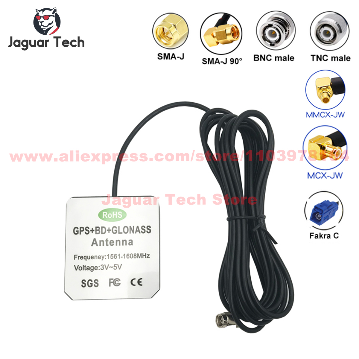 EM-WZGGB-5550-3000D GPS Antenna GNSS GPS+BD+GLONASS 3m Externa ANT for Car vehicle navigation SMA Straight/elbow Frakra MCX TNC