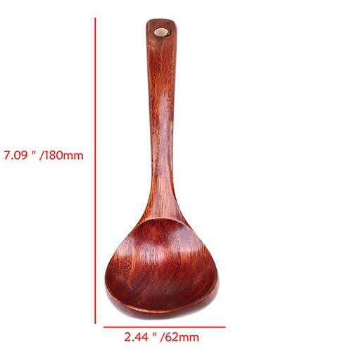 Cuchara grande de 18/24/27cm, cuchara de cocina de mango largo, utensilios de madera Natural para Catering, suministros de cocina, 1 ud.: 18x6.2cm