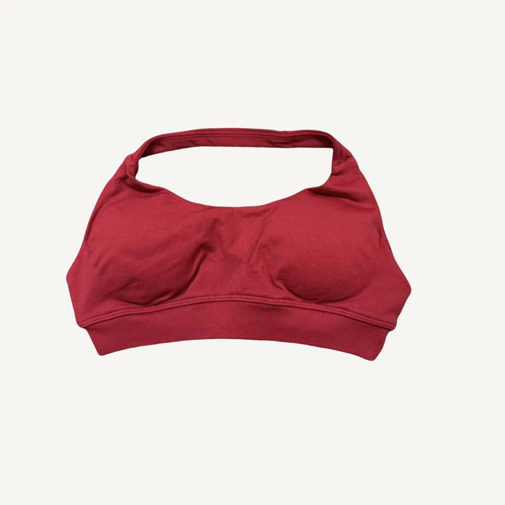 Reggiseno da yoga con cinturino imbottito senza schienale, tinta unita color caramello, fitness da donna, reggiseno da ciclismo, supporto per palestra, comodo reggiseno dinamico