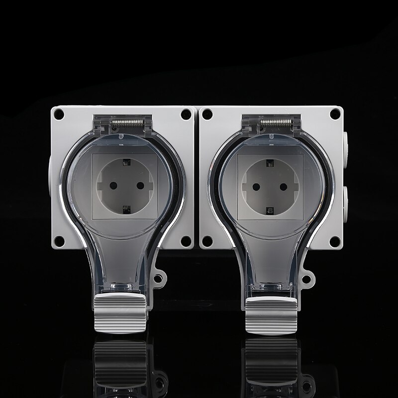 IP66 Eu Standaard Met Waterdichte Weerbestendige Waterdichte Outdoor Stopcontact 16A Stopcontact Ac 110V-250V: 2 Socket