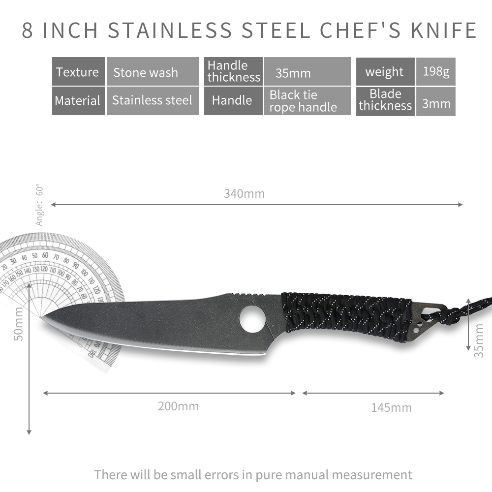 Cuchillo de cocina de acero de alto carbono para Chef, Piedra afiladora, caja de de 3,5 pulgadas, pelador de fruta, rebanador, lavado de piedra: B 1PC 8 INCH