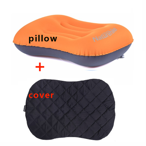 Ultralette oppustelige rejsepuder komprimerbar kompakt oppustelig komfortabel ergonomisk pude til udendørs camp backpacking: Orange med låg