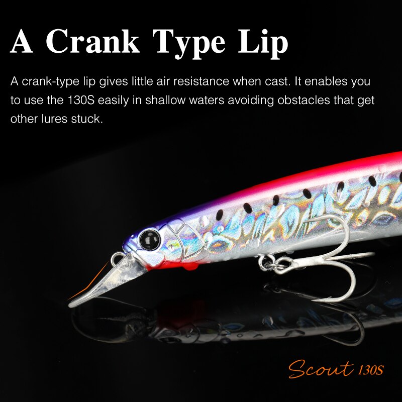 TSURINOYA 130S-señuelo de pesca de pececillo que se hunde, SCOUT, 130mm, 24g, fundición larga, lengüeta de lubina, cebos duros artificiales grandes para pesca en el mar
