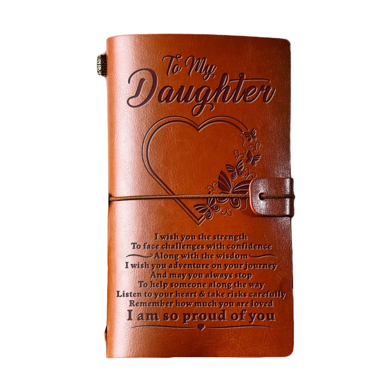 Cuaderno de diario artesanal , diario de cuero grabado, libro de notas para mensaje para mi hija/a mi esposa, bolsillo de escritura a mano
