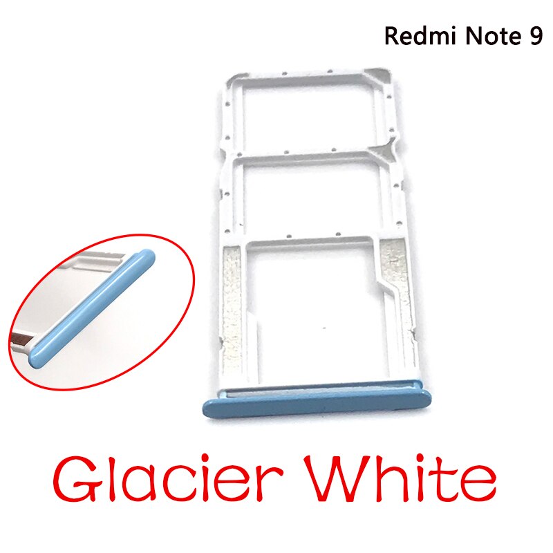 Nueva bandeja Sim para Xiaomi Redmi Nota 9 soporte para tarjeta Sim bandeja de recambio de soporte de ranura partes para Xiaomi Redmi Nota 9 S Nota 9 Pro: Note 9 White