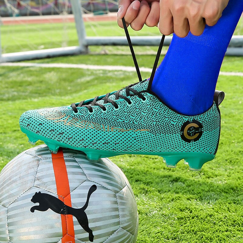 Kids Cleats Training Football Boots Turf Black Blue Men Soccer Shoes Low Ankle Sport Sneakers Size 33-47