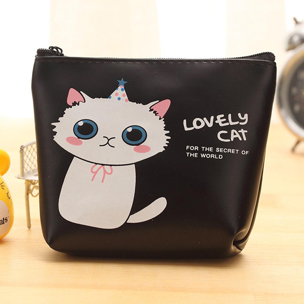 Vrouwenmeisje mini cartoon schattige kat portemonnee mini portemonnee muntzak pu leren dames clutch tas sleutelkaarthouder tas: 2