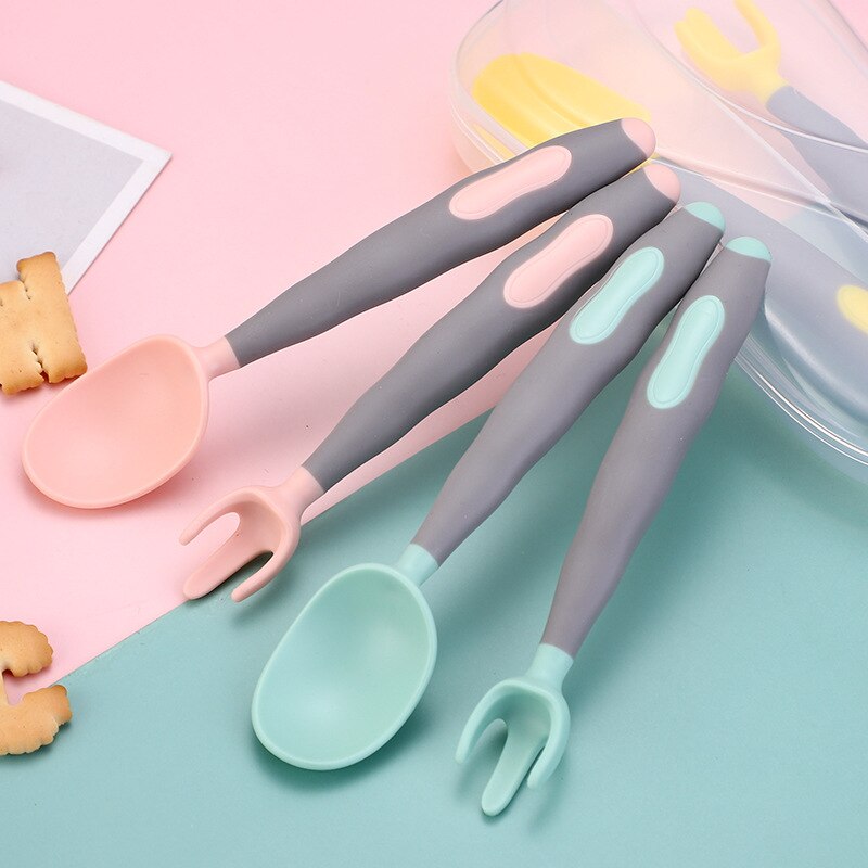 Zachte Zuigeling Servies Lepel Voor Baby Gebruiksvoorwerpen Peuter Leren Eten Training Buigbare Set Extra Voedsel Siliconen Lepels