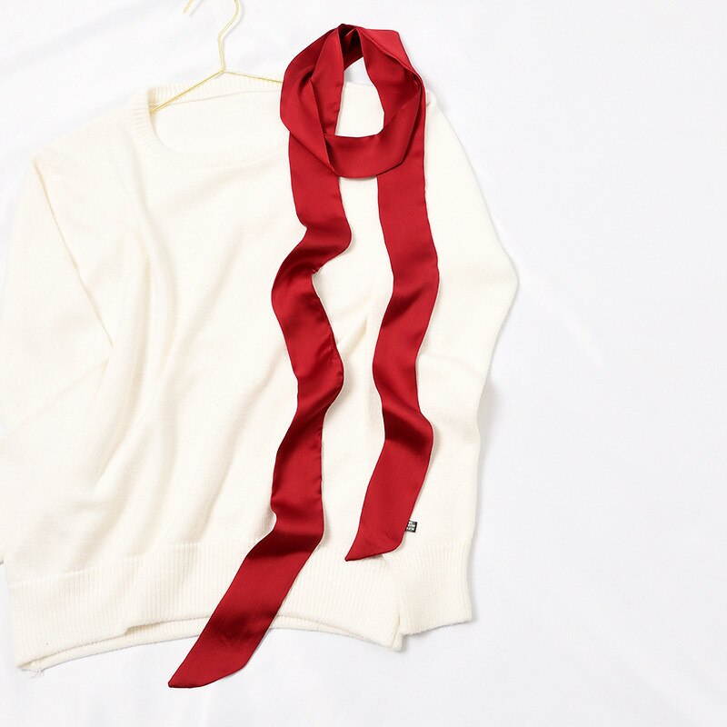 Zijde Dunne Slanke Smalle Sjaals Vrouwen Sjaals Kleine Kettingen Lint Universele Lange Sjaal: Red 