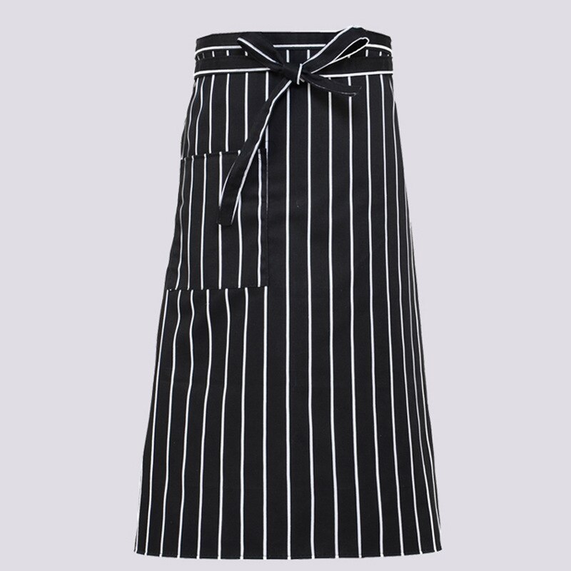 Ober keukenkleding heren chef-kok uniform polyester gestreept dames serveerster restaurant kok kostuums café zak chef-kok schorten: Helft 1