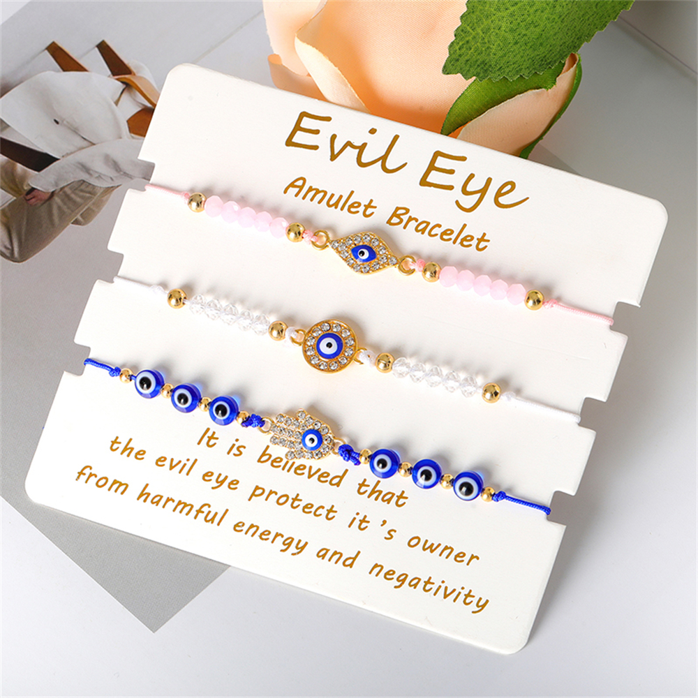 Pulseras turcas contra el mal de ojo para hombres y mujeres, tobillera trenzada de amistad, de protección hecho a mano, joyería de deseo de la suerte, 2-3 piezas por juego: Estampado en caliente