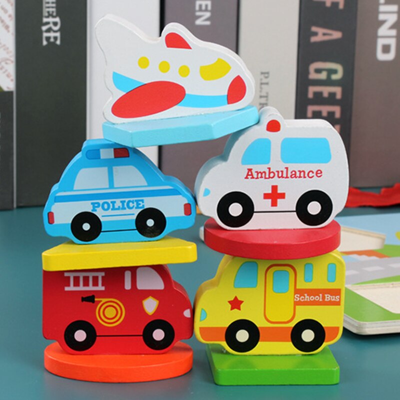3D Wooden Animal Traffic Puzzle - Hand Grasp Board - Educational Toy for Toddlers Boys Girls