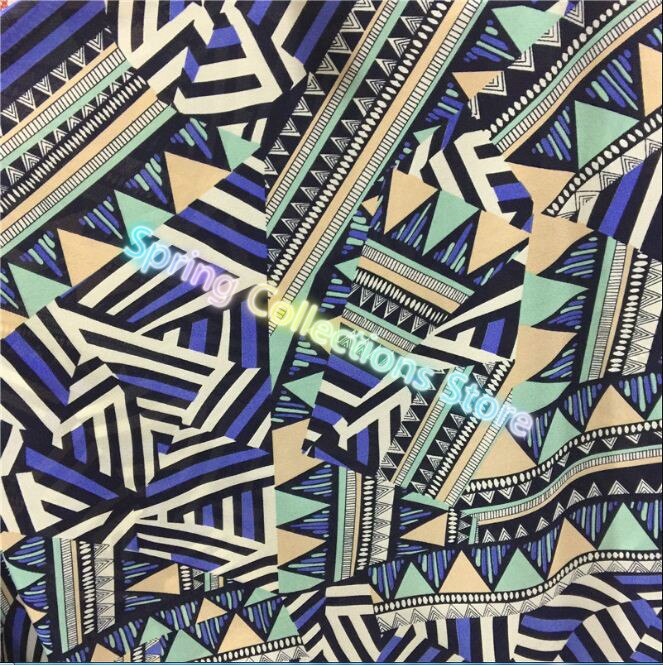Geometrische patroon Milan gedrukt chiffon stof, zachte chiffon dunne stof voor jurk, lange strand jurk chiffon kleding tissue