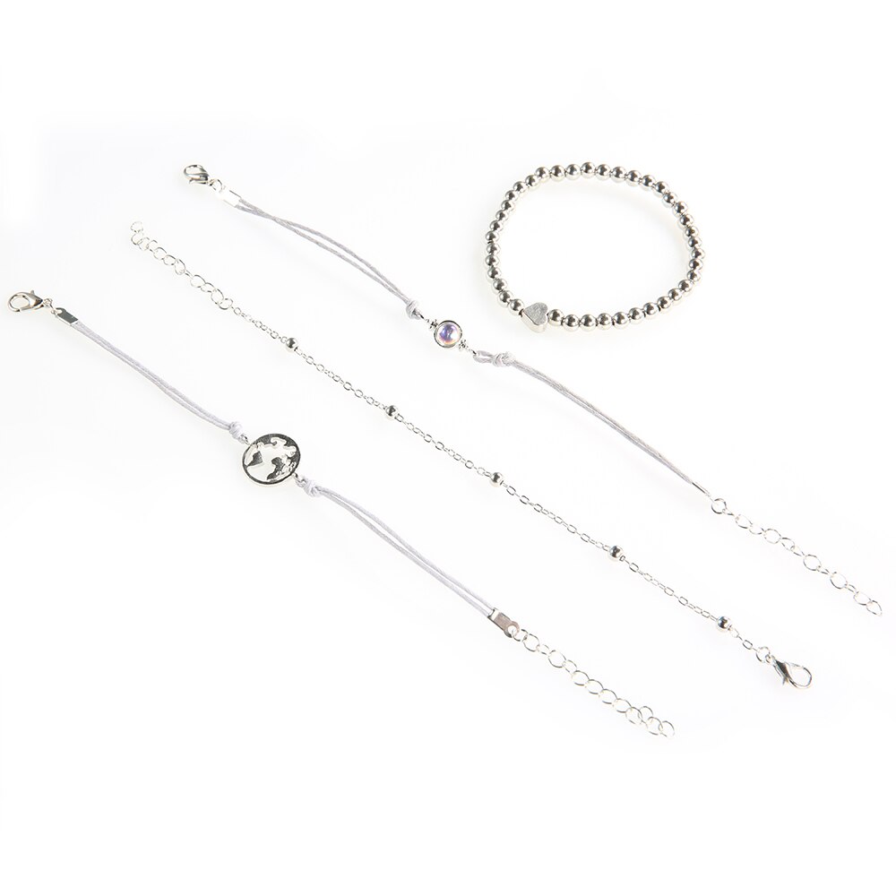 Jewdy – ensemble de Bracelets en cristal et argent pour femmes, 4 pièces, perles rondes creuses en terre, bijoux à la