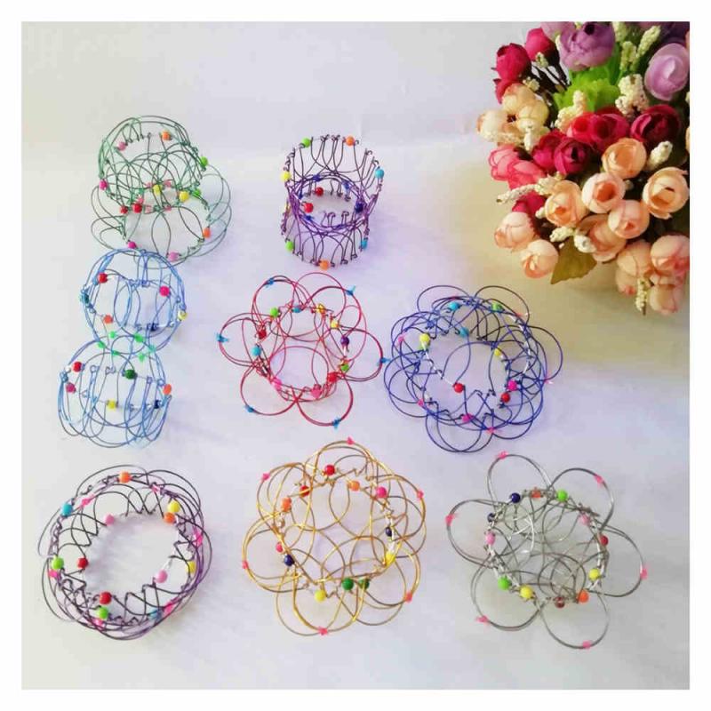 Magical Decompressie Verscheidenheid Bloemenmand Zacht Stalen Ring Ornament Mandala Bloem Mand Speelgoed Met Verwisselbare Bloem Kids Speelgoed