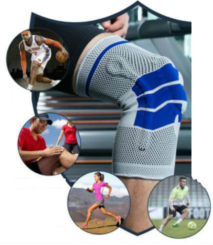 Enkele Fitness Hardlopen Fietsen Knie Ondersteuning Braces Elastische Nylon Sport Knie Pad Sleeve-Sized M (Grijs)