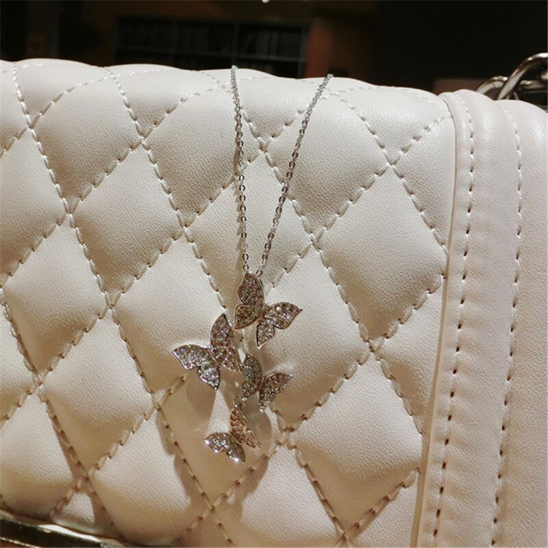 Lange Vlinder Hanger Aaa Zirkoon Cz 925 Sterling Zilveren Statement Bruiloft Hangers Met Ketting Voor Vrouwen Bridal Jewelry
