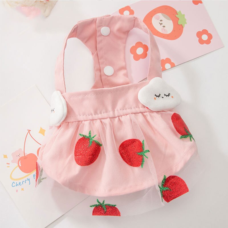 Vestidos con bordado de fresas para perros pequeños, ropa para Chihuahua, Yorkshire, accesorios para mascotas: XS