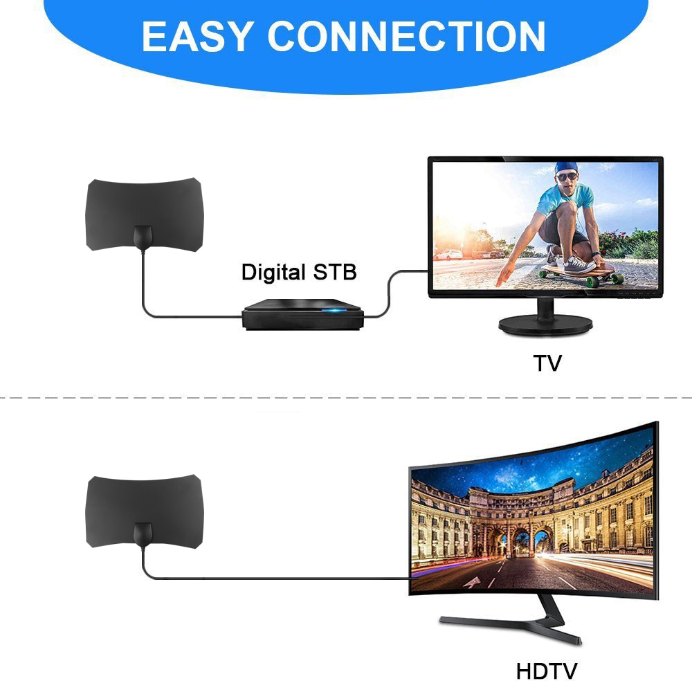 Signal Receiver Indoor Digital TV Antenna 200 Mile Range 4K HDTV Digital 1080p TV Antenna Amplifier Booster
