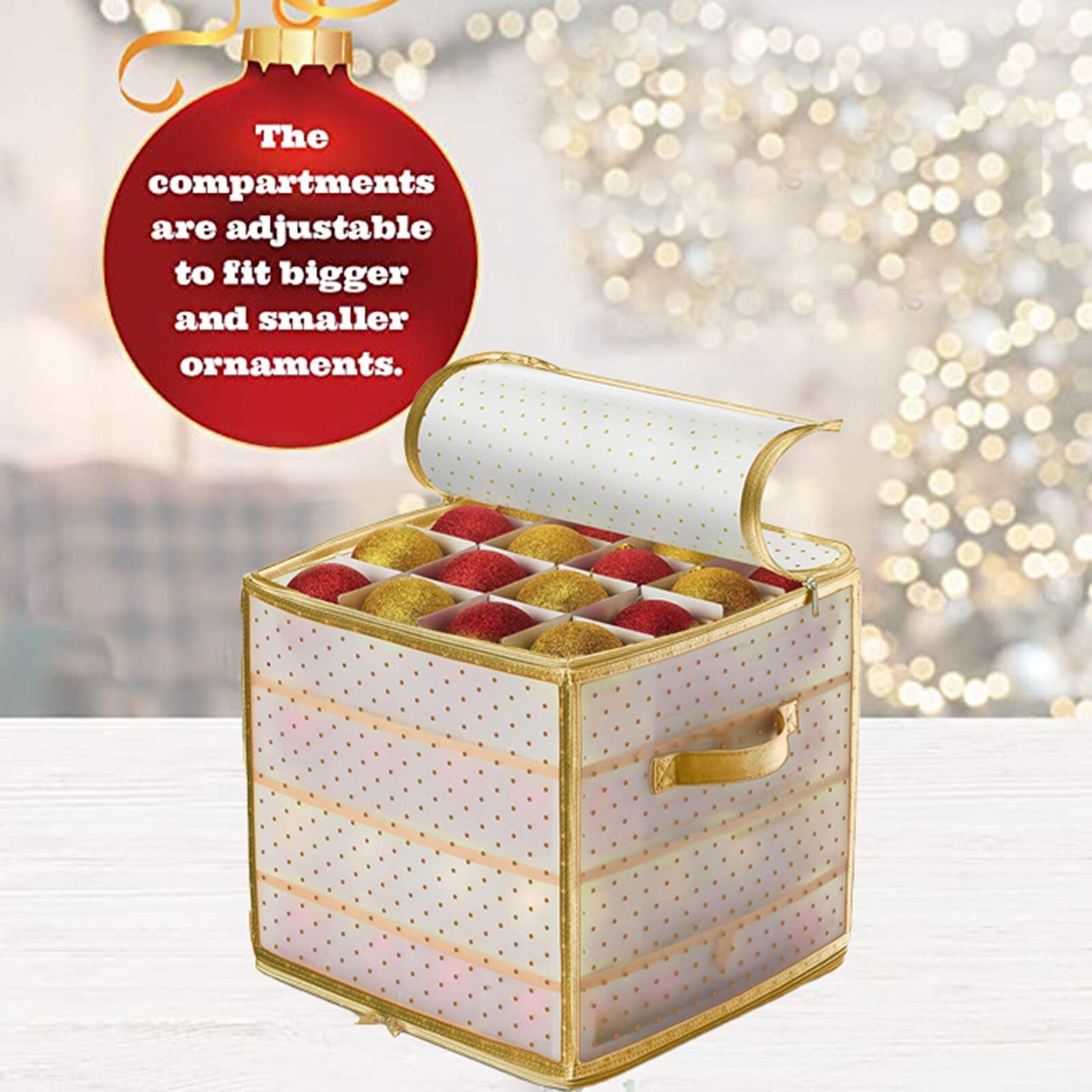 Ornament 64 Baubles Storage Box PP material Ornament Xmas Bauble Storage Organizer Tree Bag Transparent Tough Decoration Box