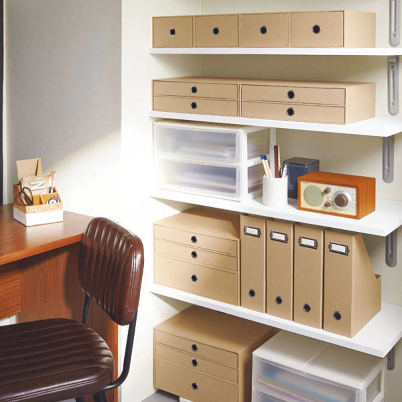 Sammenklappelig magasinholder karton avis filholder skrivebord top organisator bogstang beige træ naturpapir ( 2 stk.)