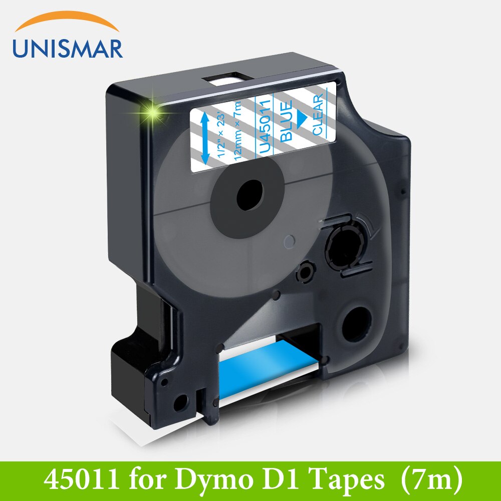 Unismar Multicolor 12mm taśmy etykietowe dla Dymo D1 45013 45010 45016 45017 45018 45019 kompatybilny Dymo D1 etykieta menedżera 160 280 210: Blue on Clear