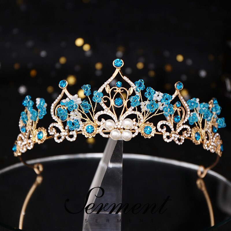 SERMENT Charm Princess Bridal Crown Tiaras Crystal Zircon Silvered Crown Bride Wedding Hair Accessories